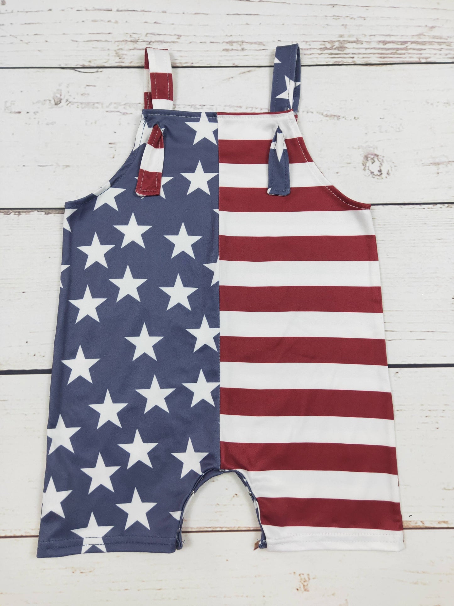 Patriotic Baby Romper With Stars Stripe: 3-6M