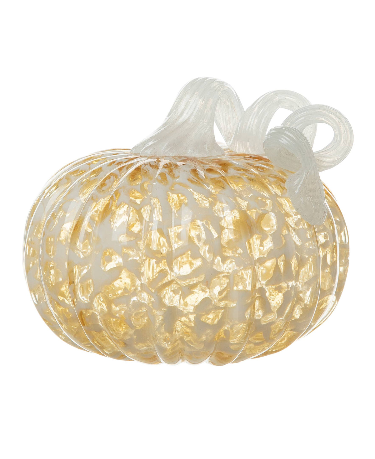 6"D Fall Amber Dots Round Glass Pumpkin