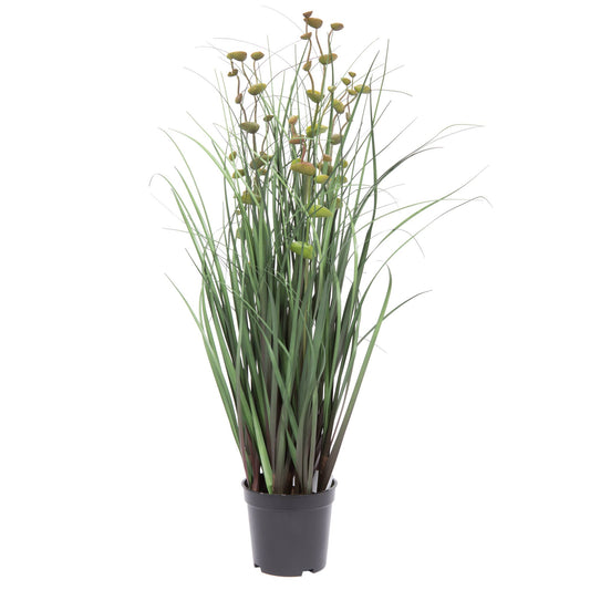 24" Artificial Potted Green Grass and Eucalyptus