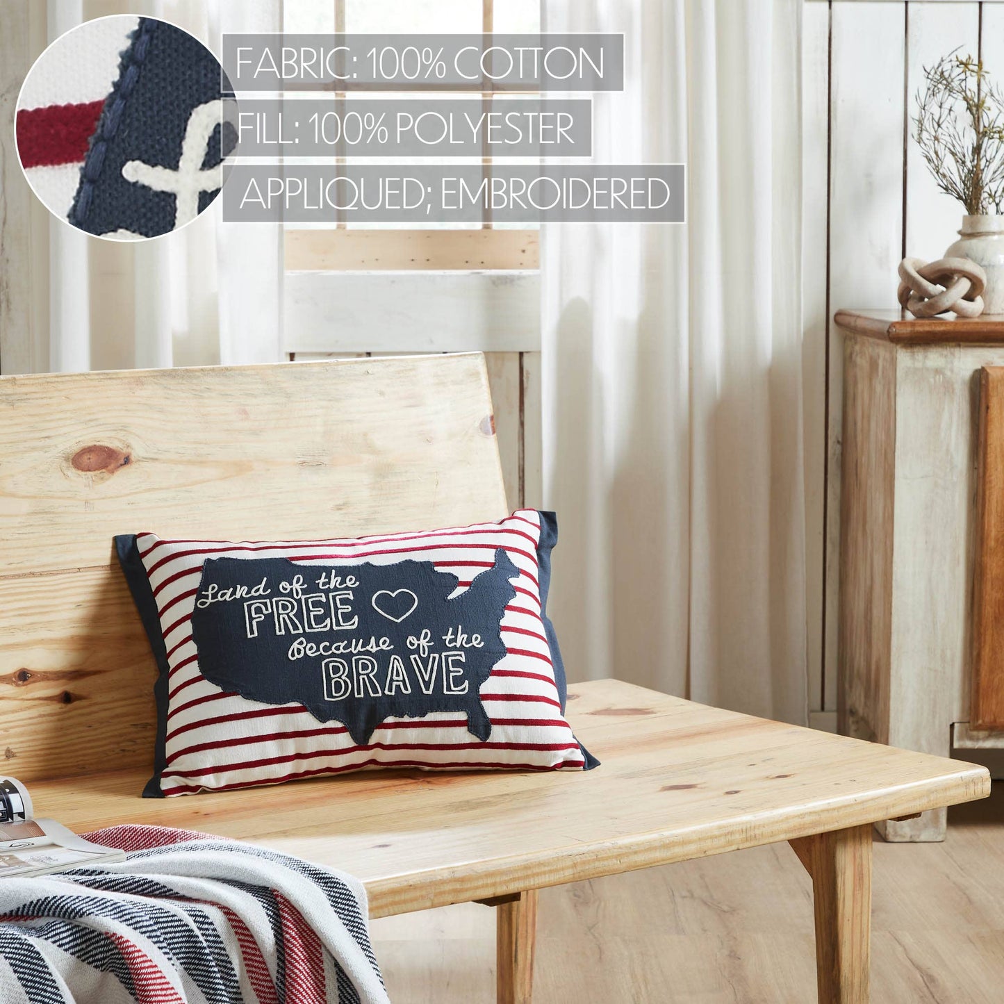 Land Of The Free Pillow 14x20