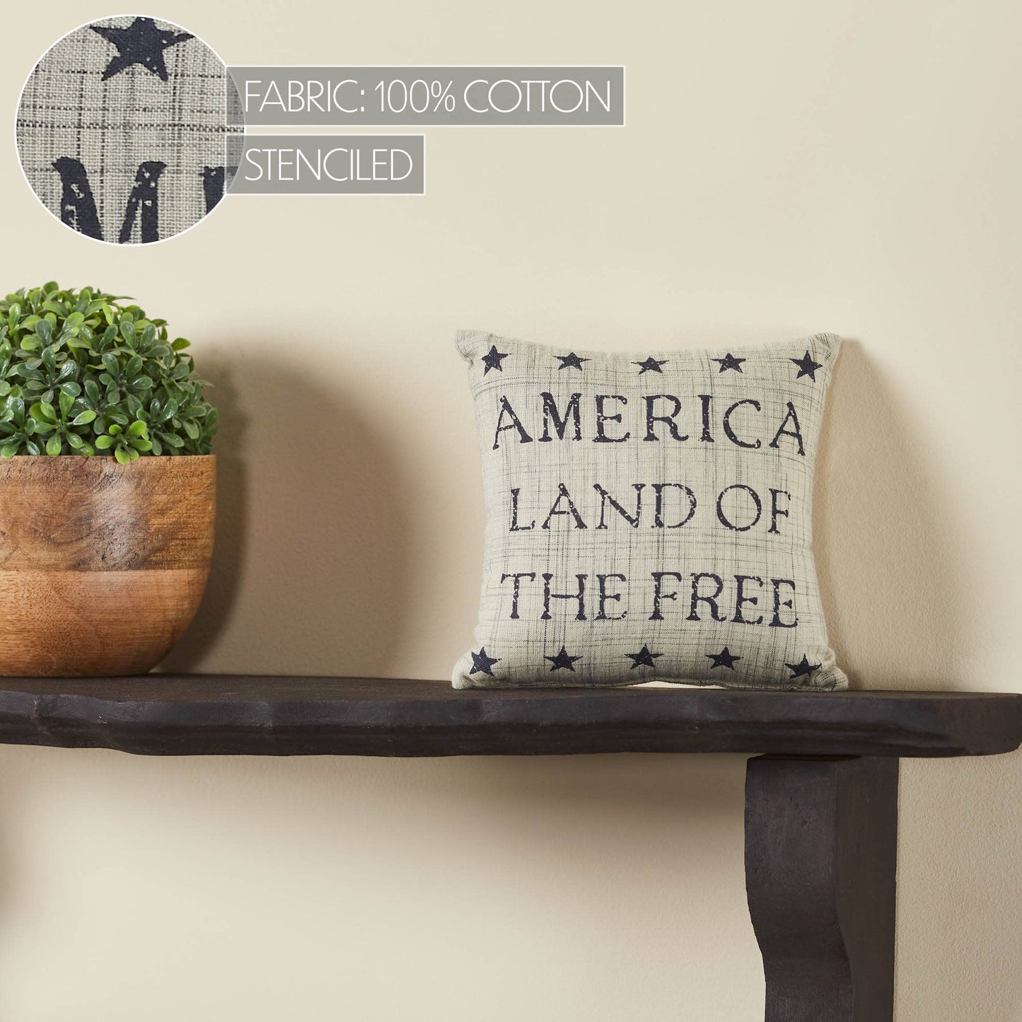 Americana Land of the Free Pillow 6x6