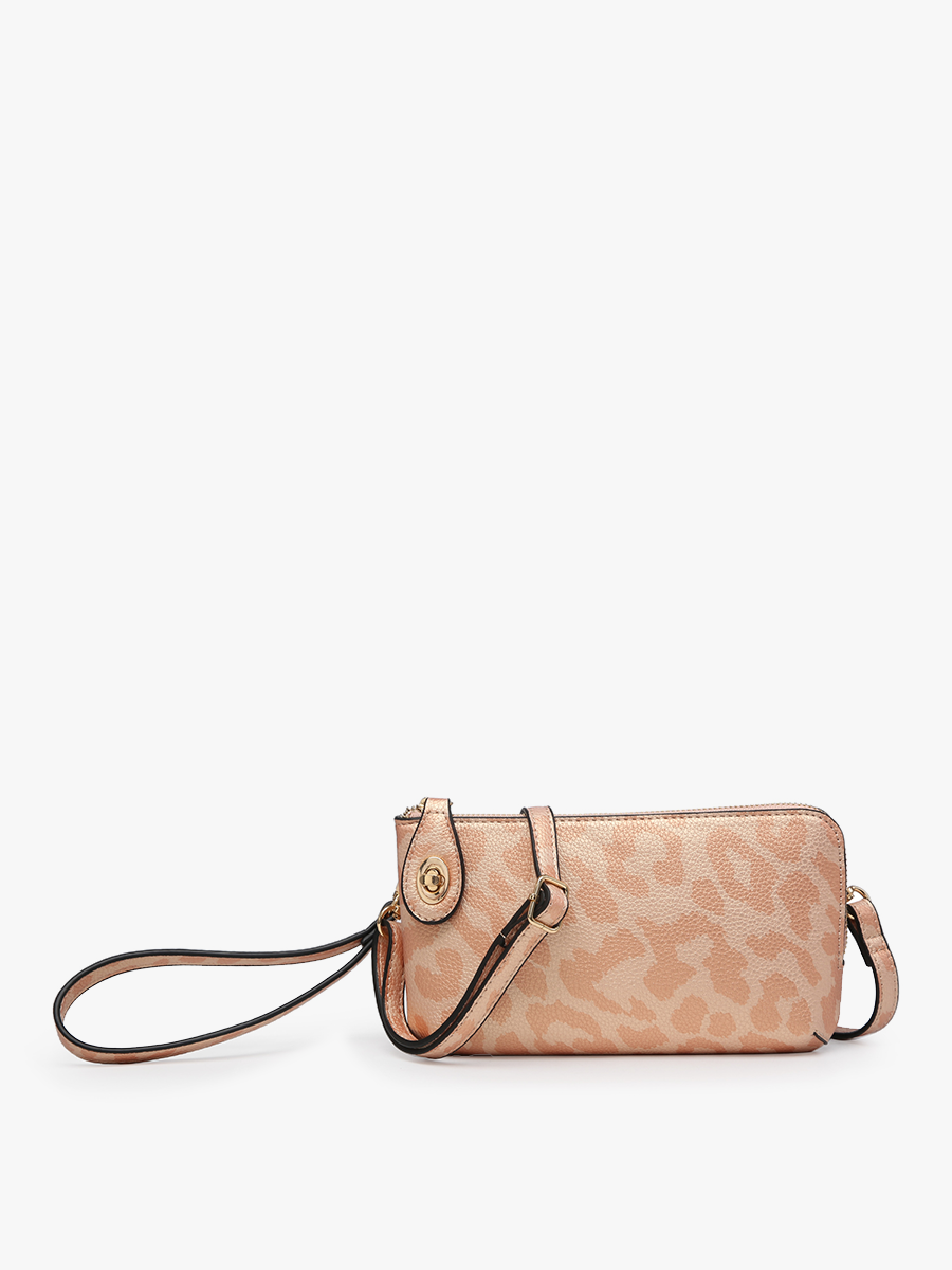 Kendall Cheetah Twist Lock Crossbody: Rose