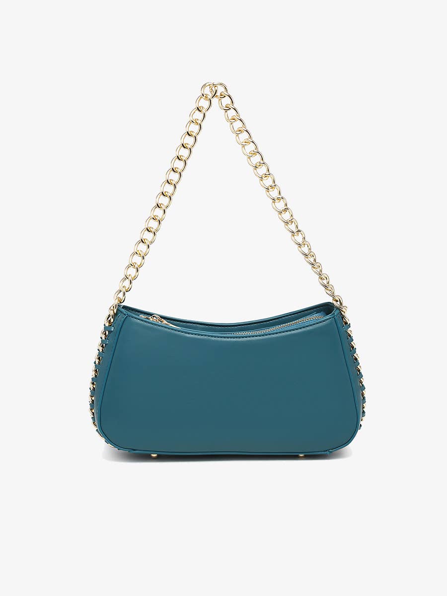 Juneau Chain Stitched Shoulder Bag Peacock