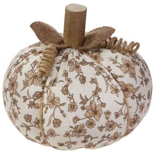 6.25" Dia Umber Floral Plush Pumpkin