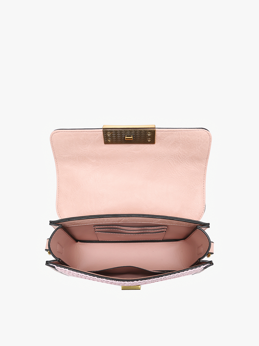 Elizabeth Straw Crossbody w/ Lock: Cheetah-Beige
