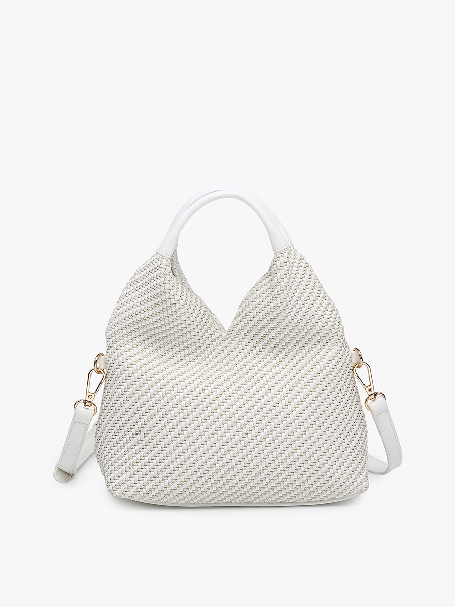 Cecily Striped Woven Hobo w/ Dual Handles: White