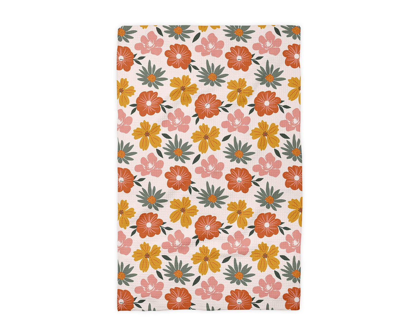 Neutral Boho Floral Fall Autumn Leaves Foliage Kitchen Towel