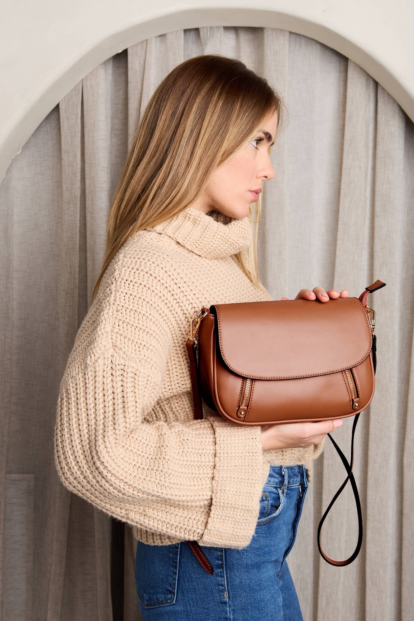 Lindsay Dual Zip Flapover Crossbody: OCEAN BLUE