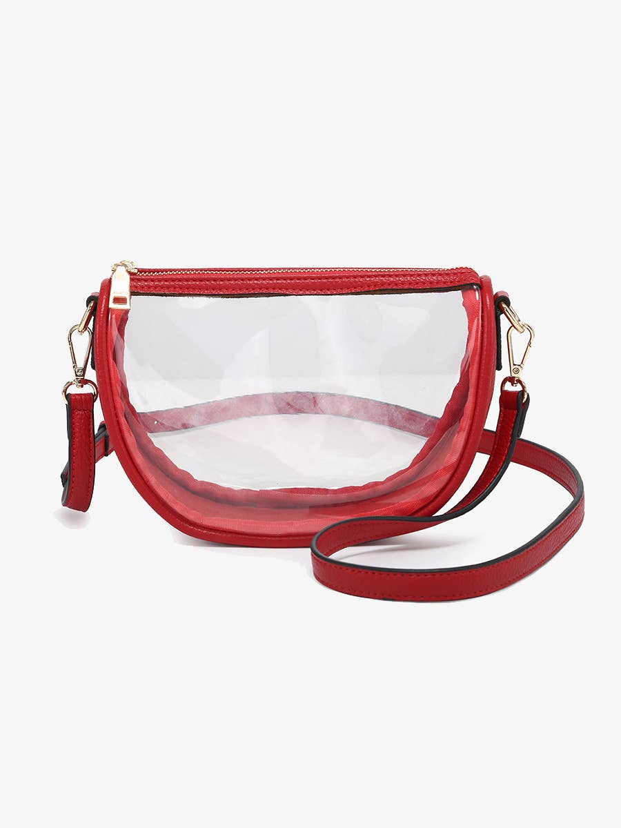 Peyton Clear Banana Crossbody Bag: Red