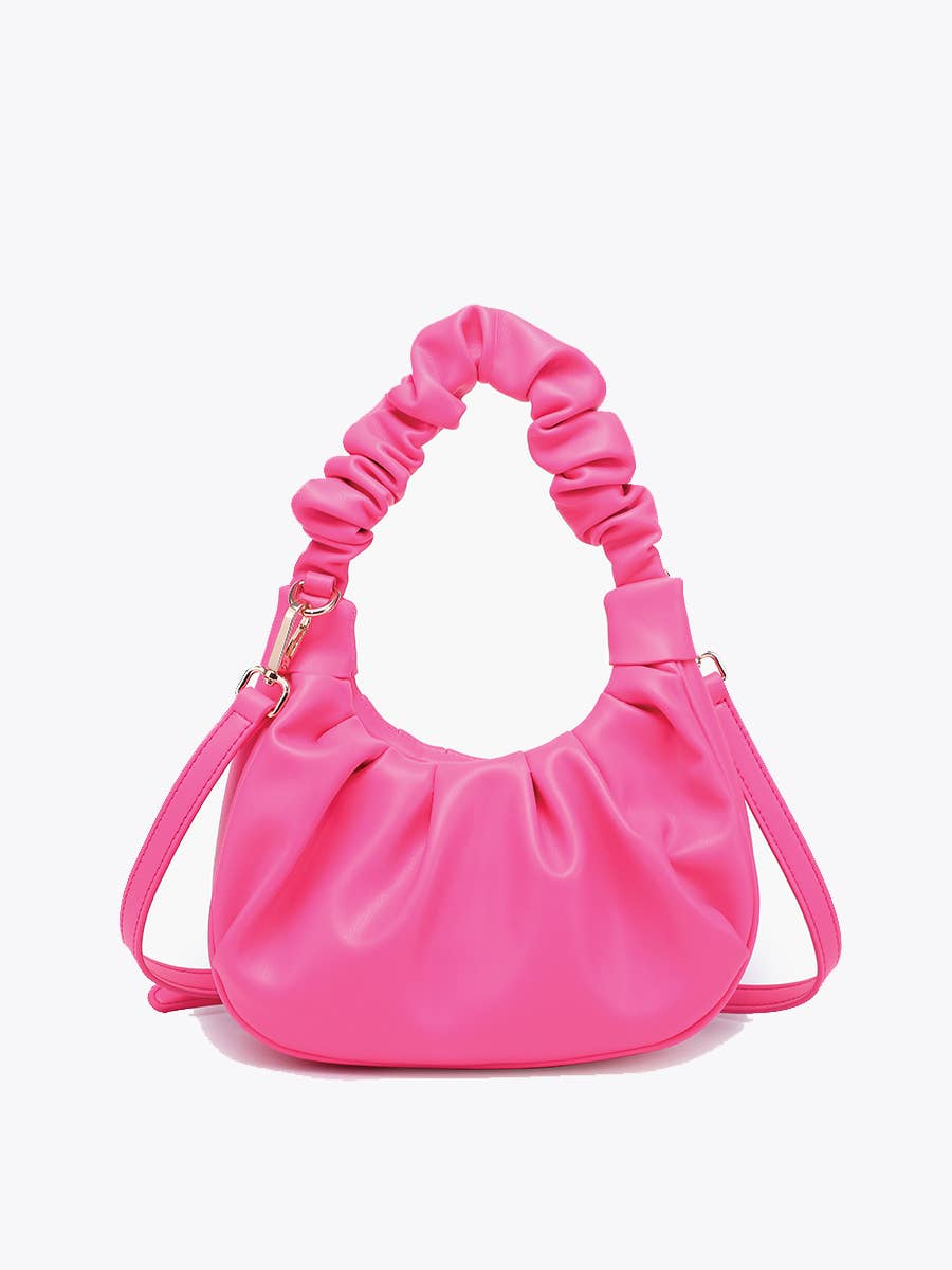 Berkley Ruched Shoulder Bag – Vegan Leather Bag Hot Pink