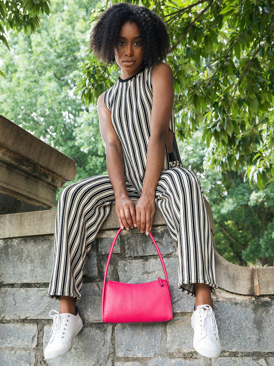Leona Top Zip Baguette Shoulder Bag Boysenberry