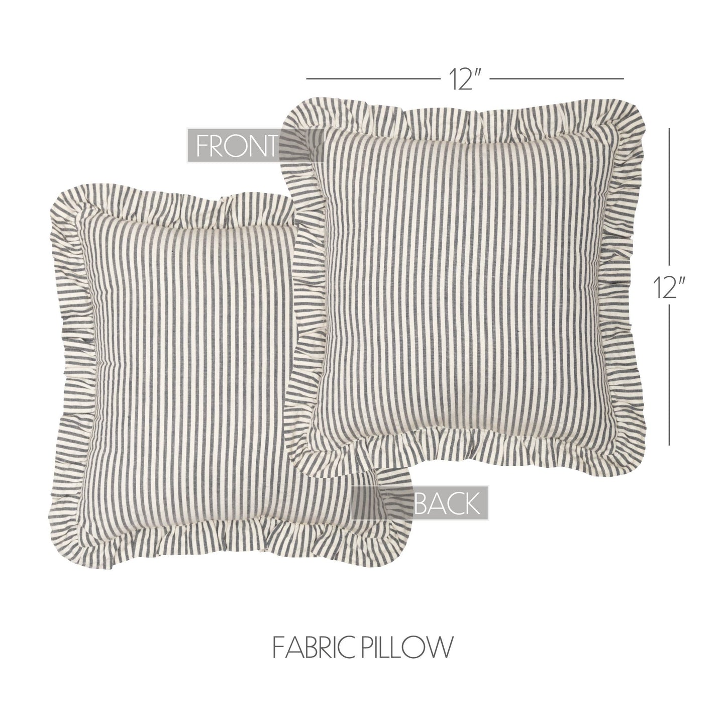 Farmhouse Ticking Stripe Pillow 12x12 – Blue Seersucker