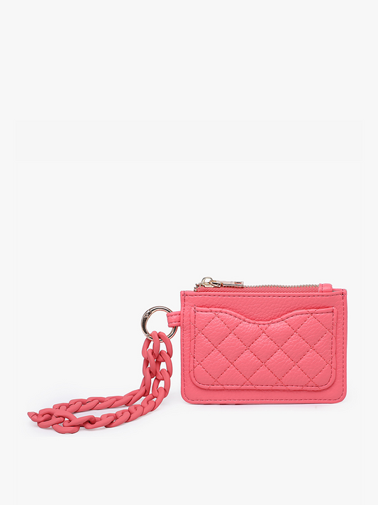 Rhodes Quilted Wallet w/ Chain Bangle: Coral Pink