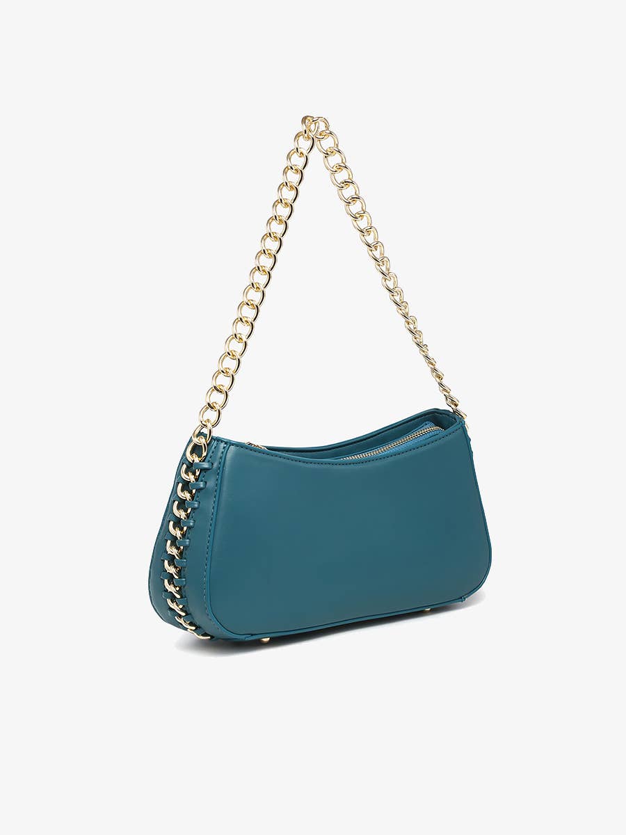 Juneau Chain Stitched Shoulder Bag Peacock