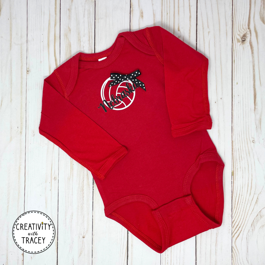Nebraska Volleyball Longsleeve Onesie: 6 months