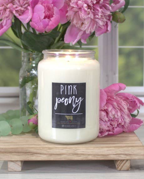 26 oz Farmhouse Jar Candle: Pink Peony