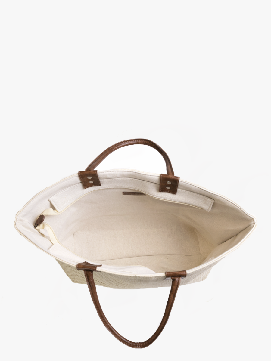 Hazel Large Straw Tote w/ Dual Handles: Off White