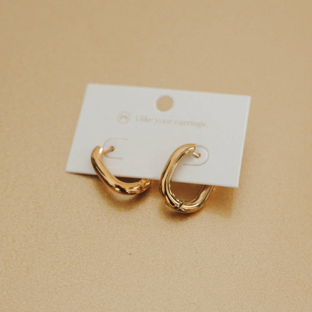 Oval Hoop Earrings Gold