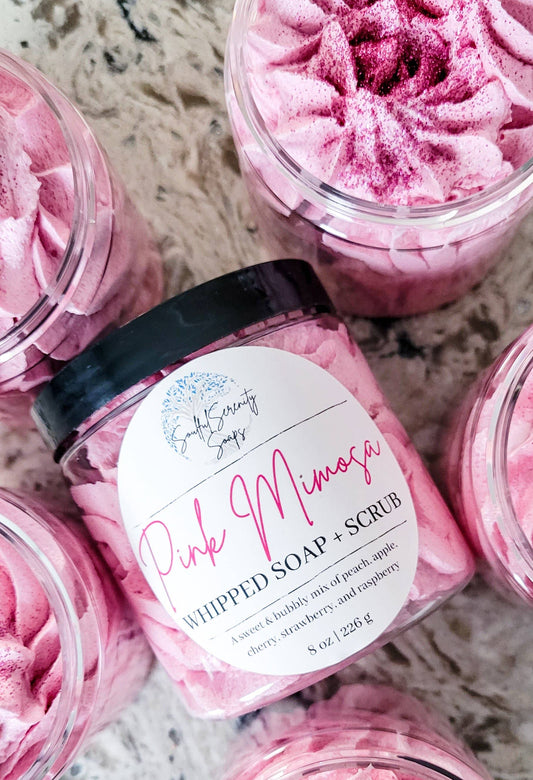 Pink Mimosa Whipped Soap + Scrub