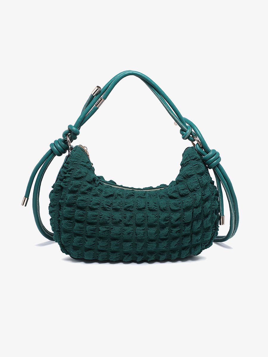 Nelly Quilted Puffy Shoulder Bag – Knotted Strap: Mint