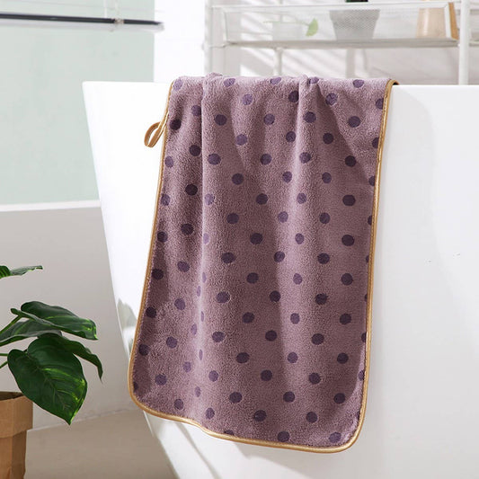 CORAL FLEECE POLKA DOT ABSORBENT FACE TOWEL Purple