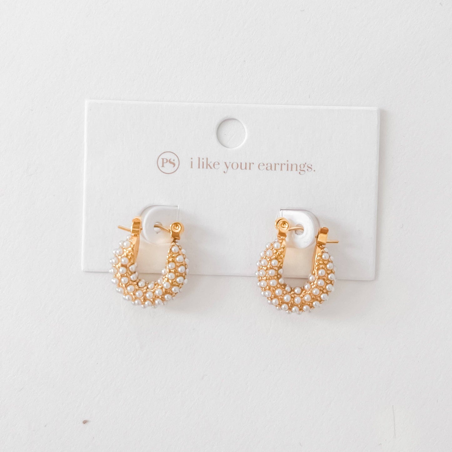 Hailey Huggie Pearl Earrings