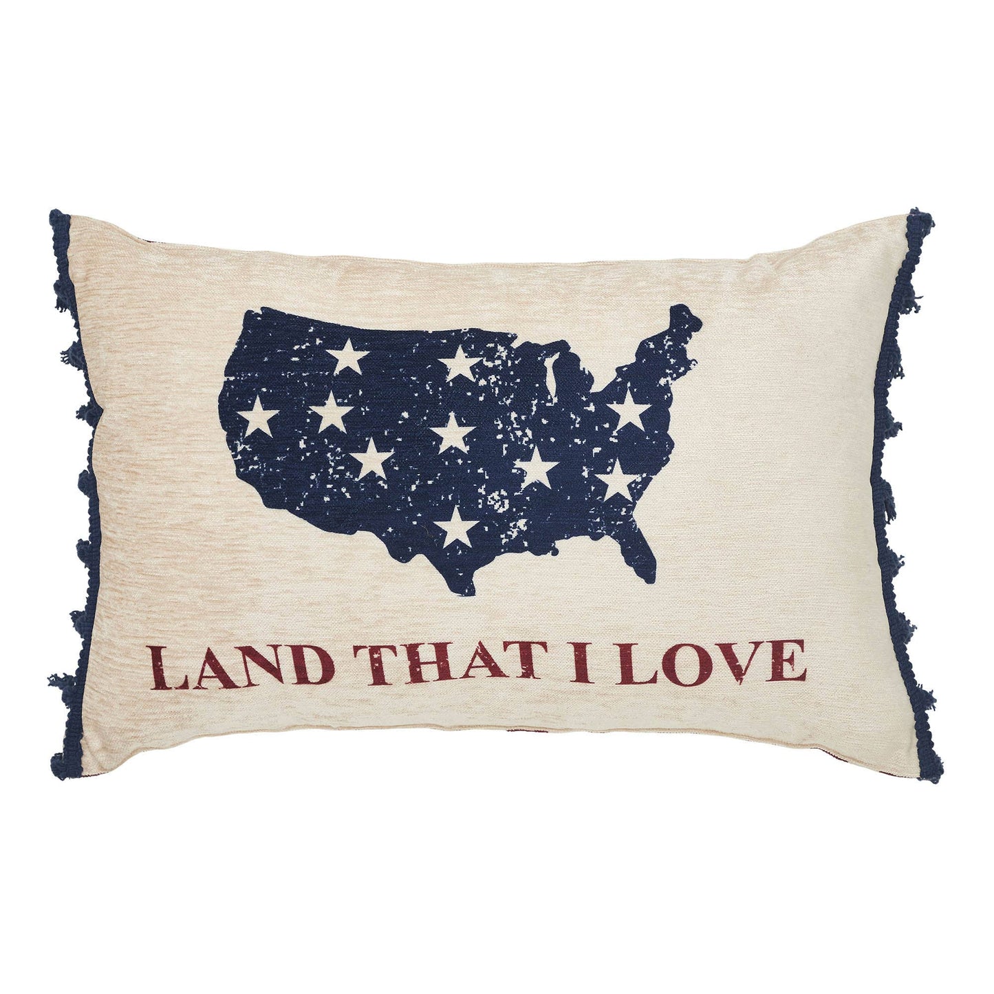 Patriotic Land That I Love Chenille Pillow - 14x22