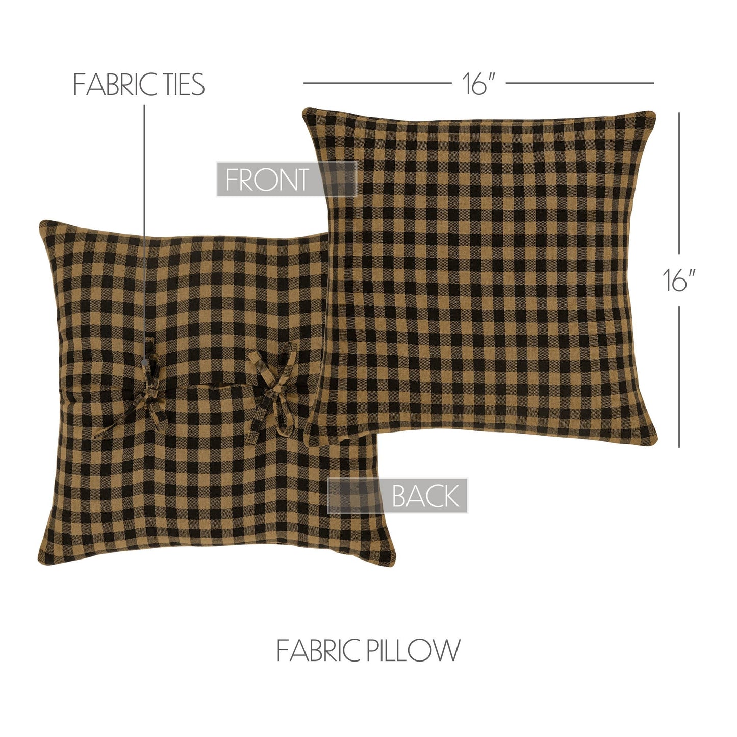 Black Check Pillow Fabric 16x16