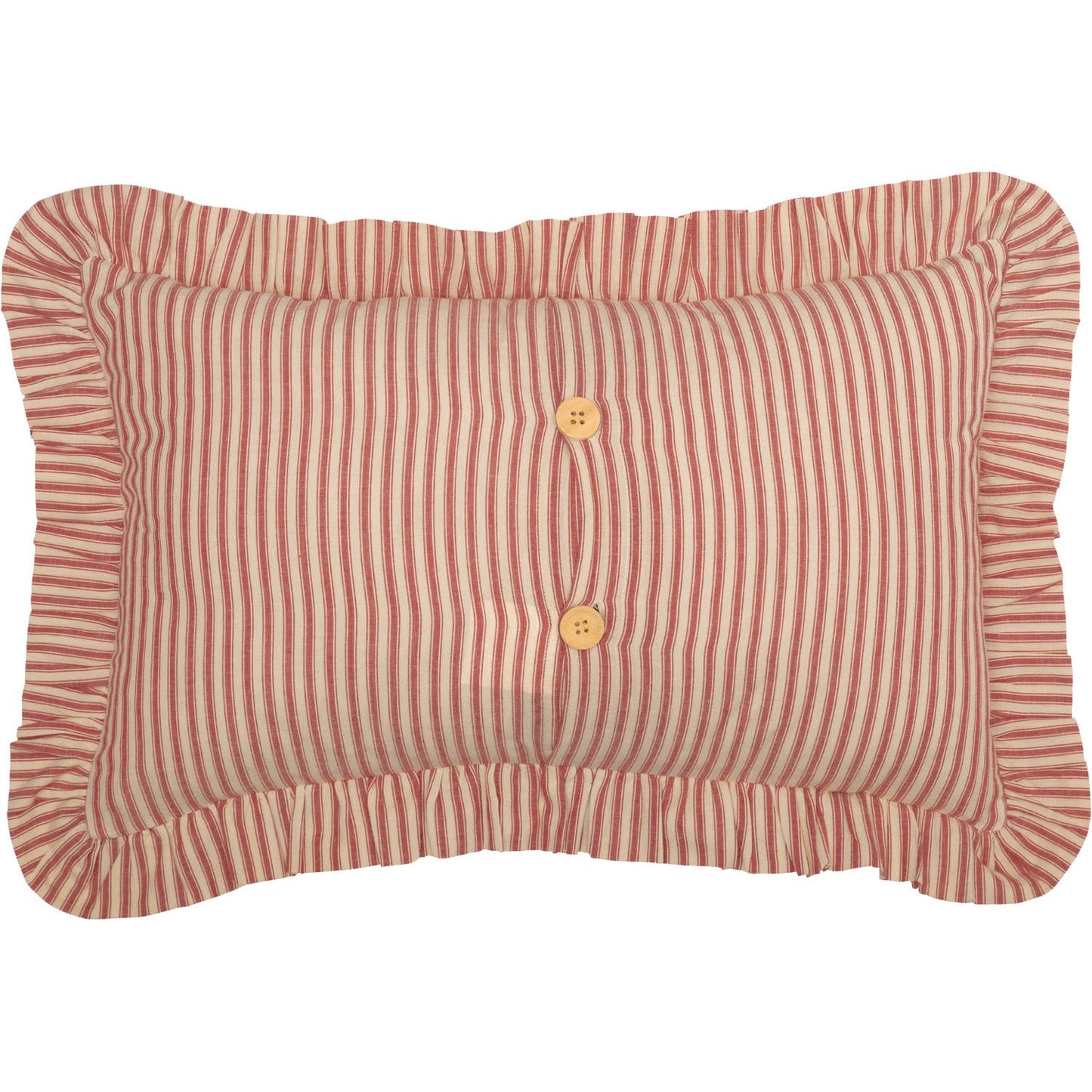 Red Ticking Stripe Ruffled Pillow 14x22