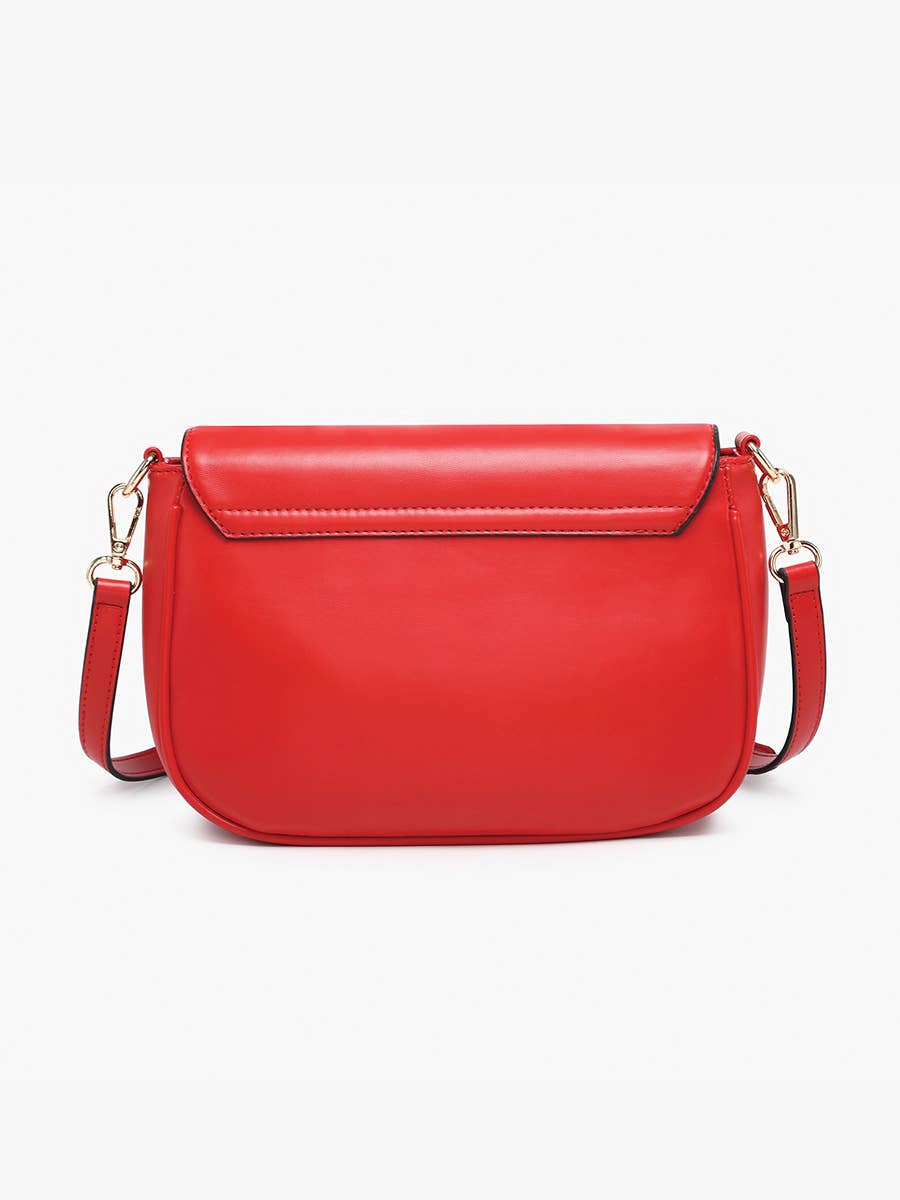 Lindsay Dual Zip Flapover Crossbody: Cherry Red